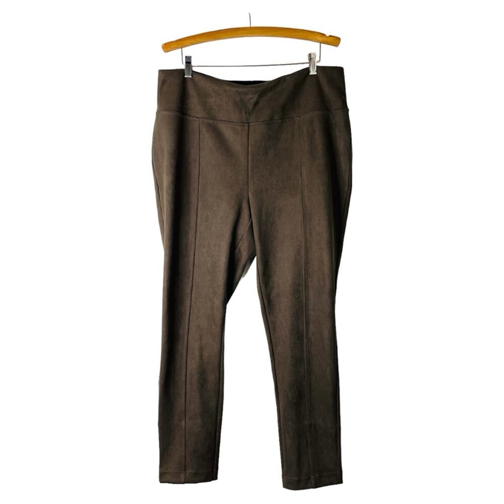 Andrew Marc faux suede brown skinny stretch pants XL